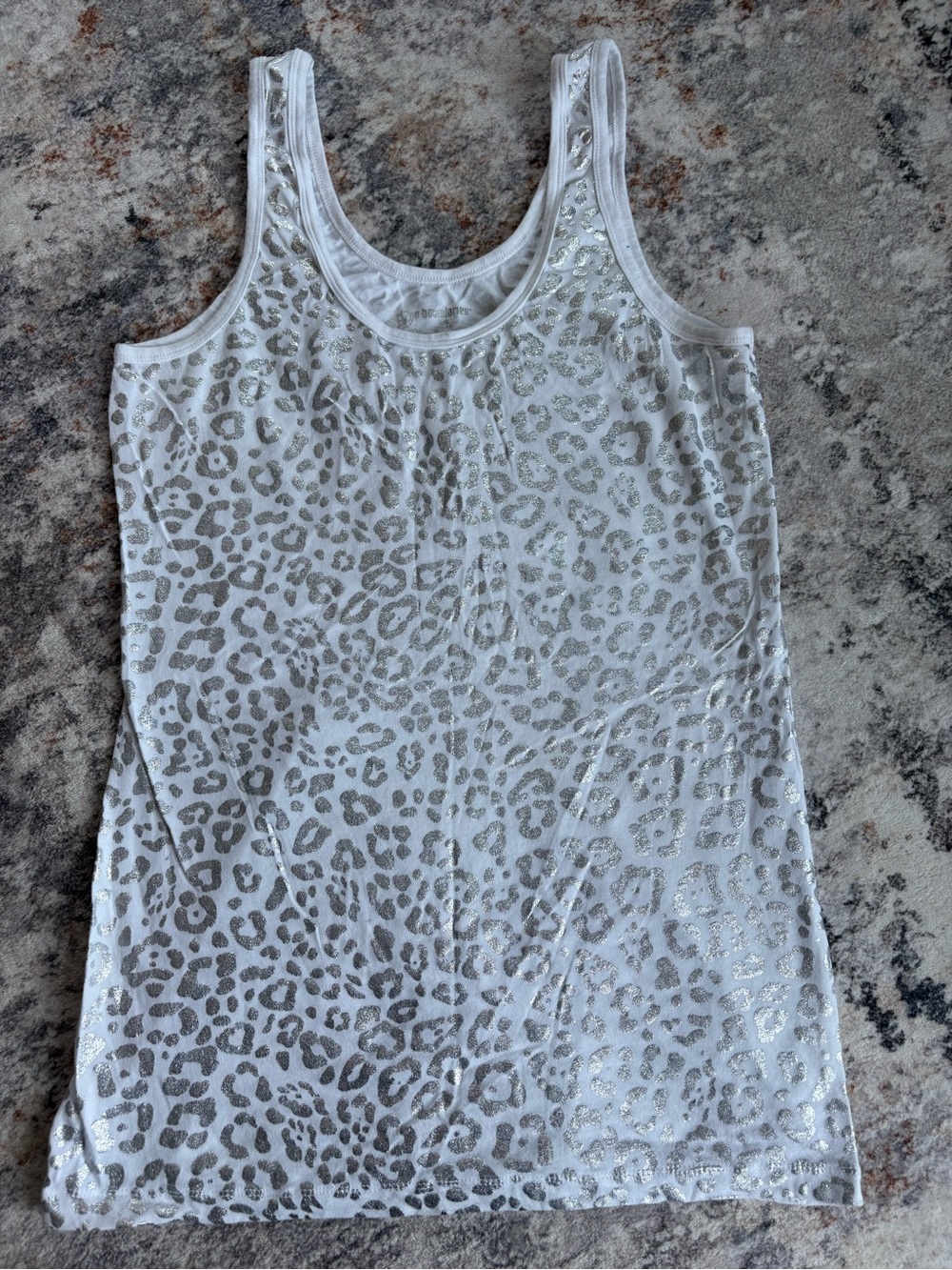 No Boundaries White Tank with Silver Leopard Foil